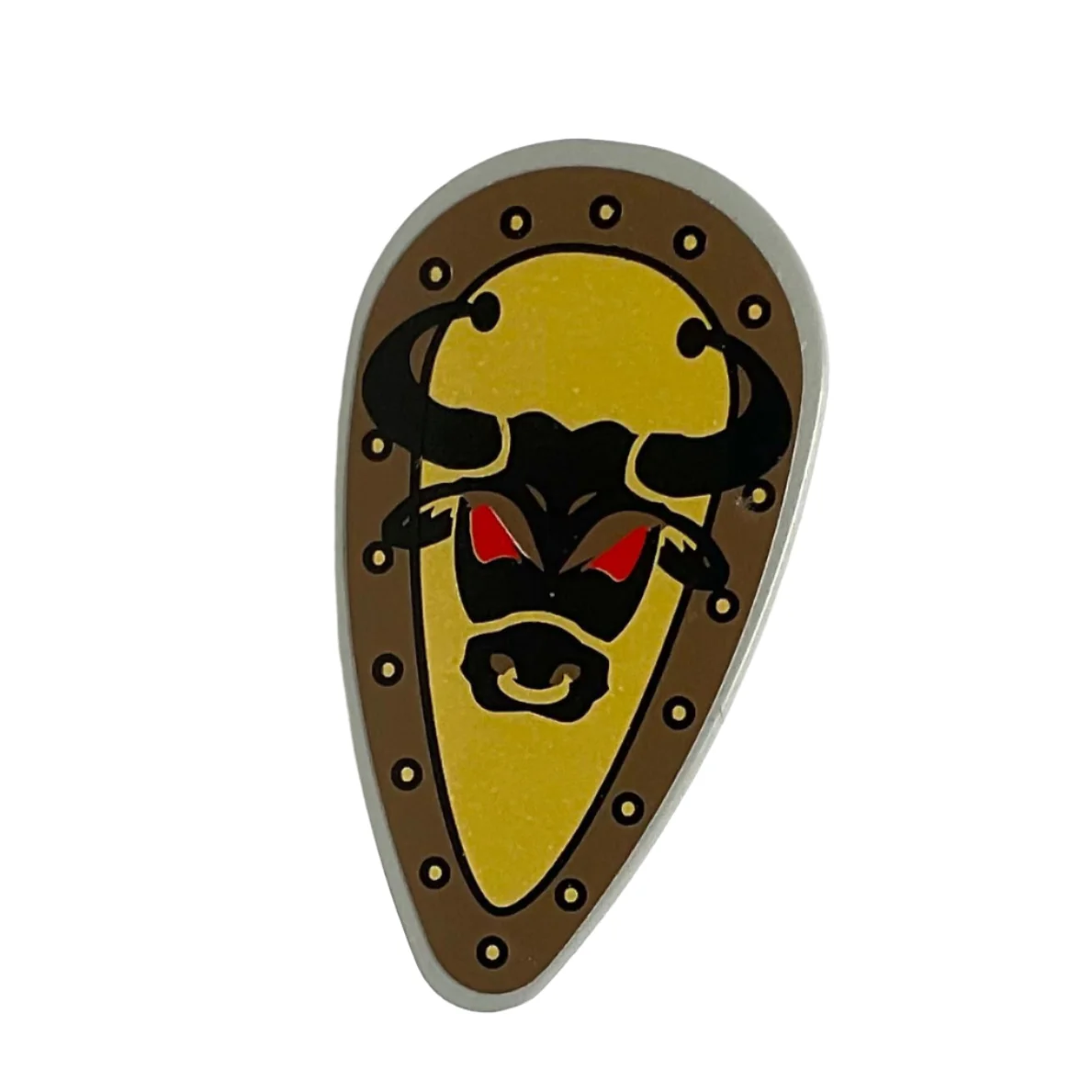 Minifigure Shield Oval with Bull Head Black on Yellow Pattern (Sticker), Part# 2586pb001