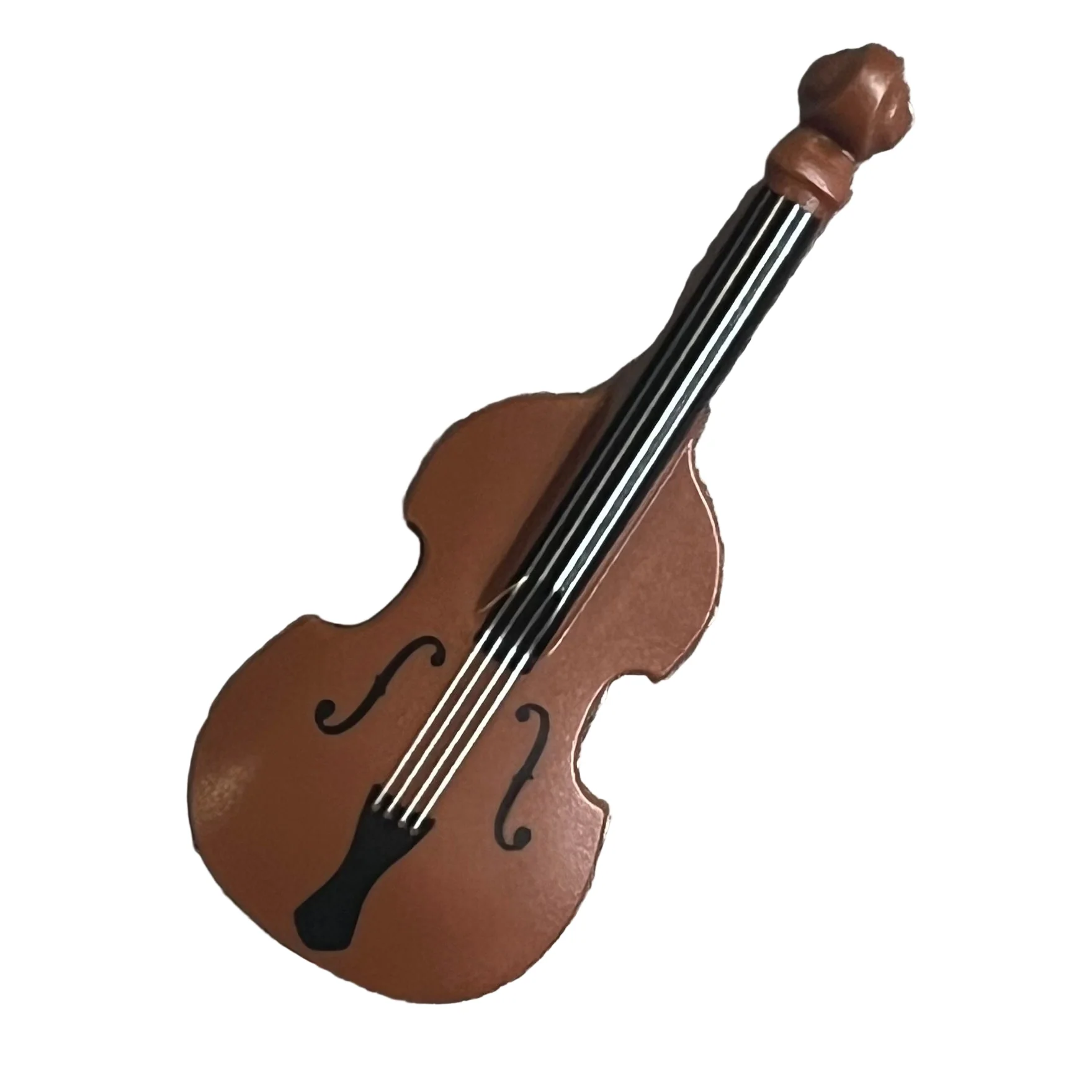 Minifigure, Utensil Musical Instrument, Double Bass with Black Neck, Tailpiece, and F Holes and Silver Strings Pattern, Part# 80444pb01