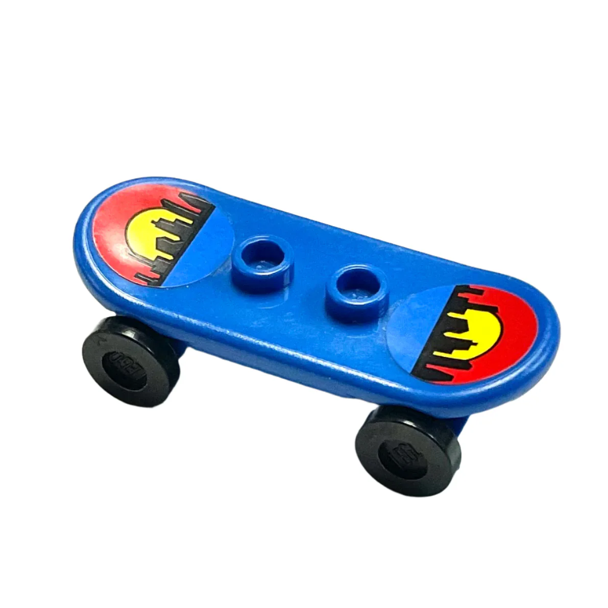 Minifigure, Utensil Skateboard Deck with City Skyline Sunset Pattern (Stickers) with Black Wheels (42511pb01 / 2496), Part# 42511c01pb01
