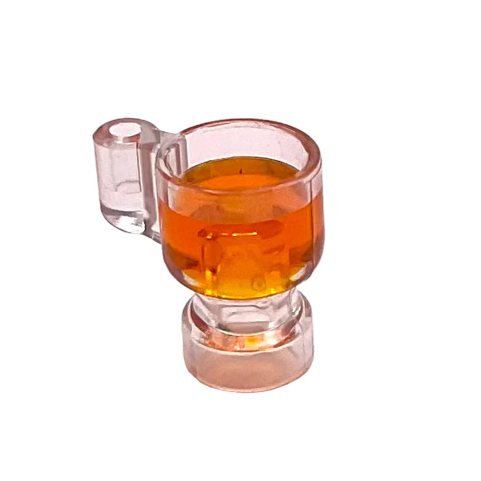 Minifigure, Utensil Stein / Cup with Molded Trans-Orange Drink Pattern, Part# 68495pb01