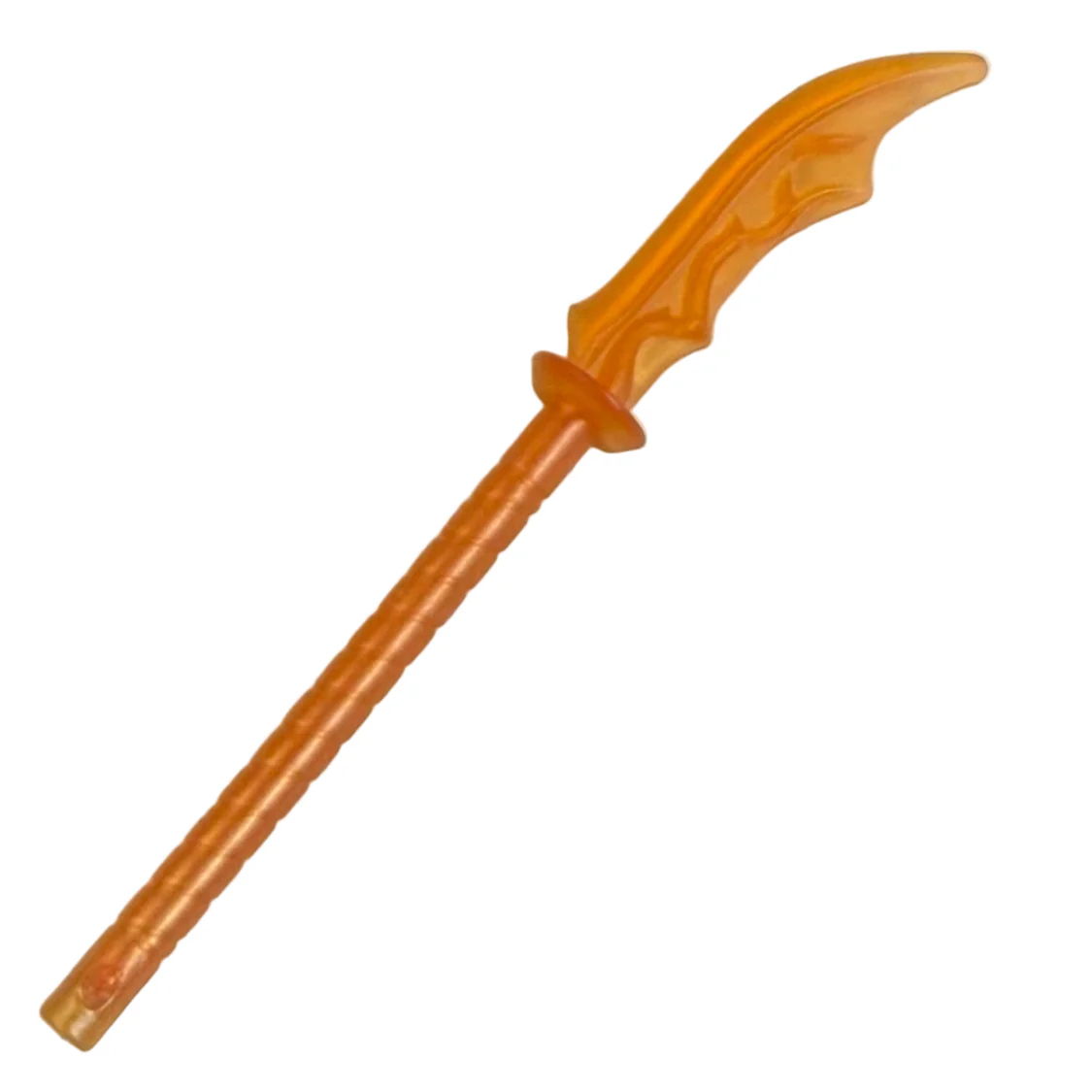 Minifigure Weapon Naginata with Marbled Trans-Orange Pattern, Part#41159pb02