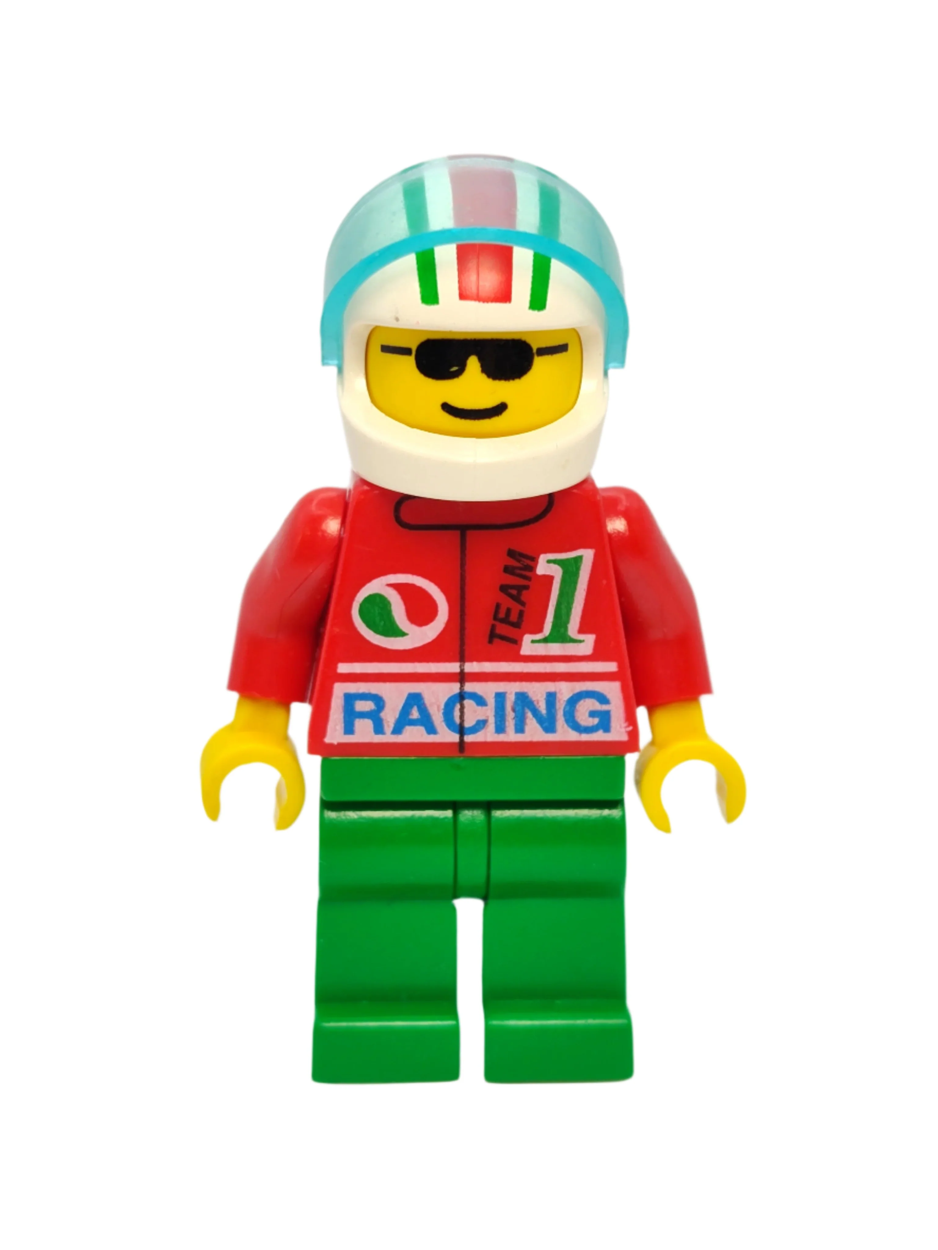 Octan - Racing White Red/Green Striped Helmet, oct033