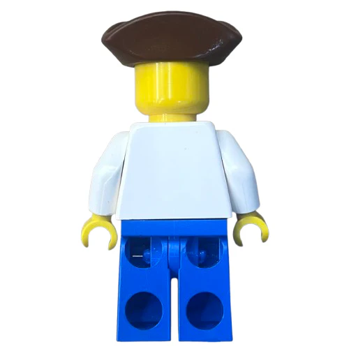 Pirate Brown Vest Ascot, Blue Legs, Brown Pirate Triangle Hat, pi054 - LEGO® Pirate Minifigure - Image 2