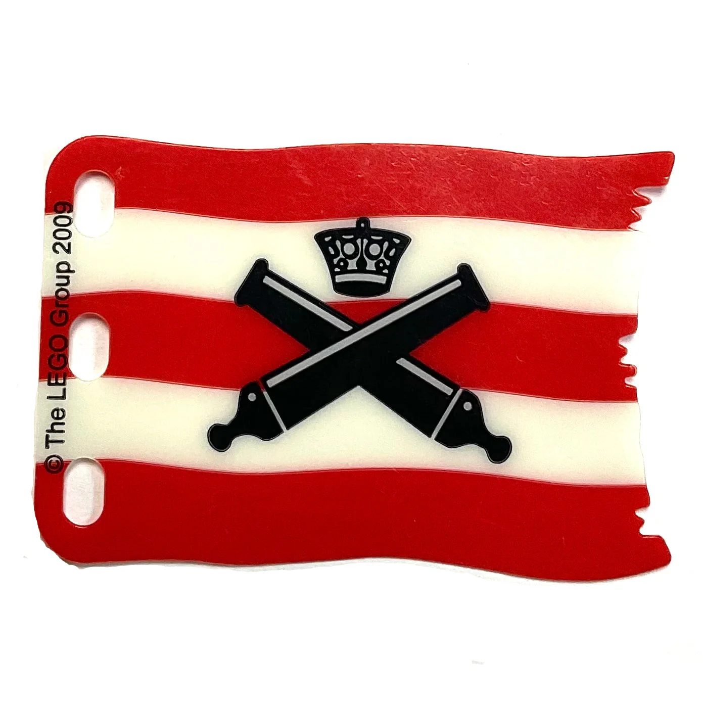 Plastic Flag 7 x 4 with Crossed Cannons over Red Stripes Pattern, Part# 84624