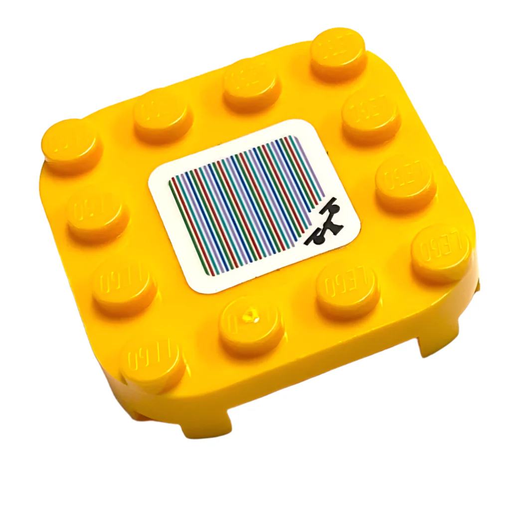 Plate, Modified 4 x 4 with Rounded Corners and 4 Feet with Super Mario Scanner Code Seesaw Pattern (Sticker), Part# 66792pb006