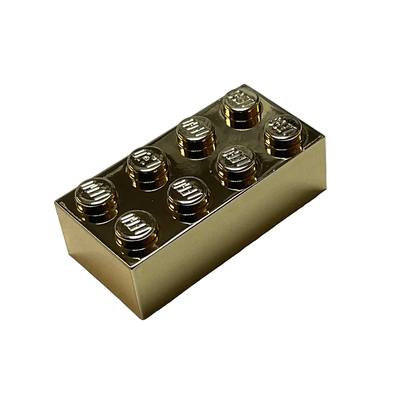 Brick 2x4 with Custom Chrome Gold Finish Real LEGO® Part# 3001