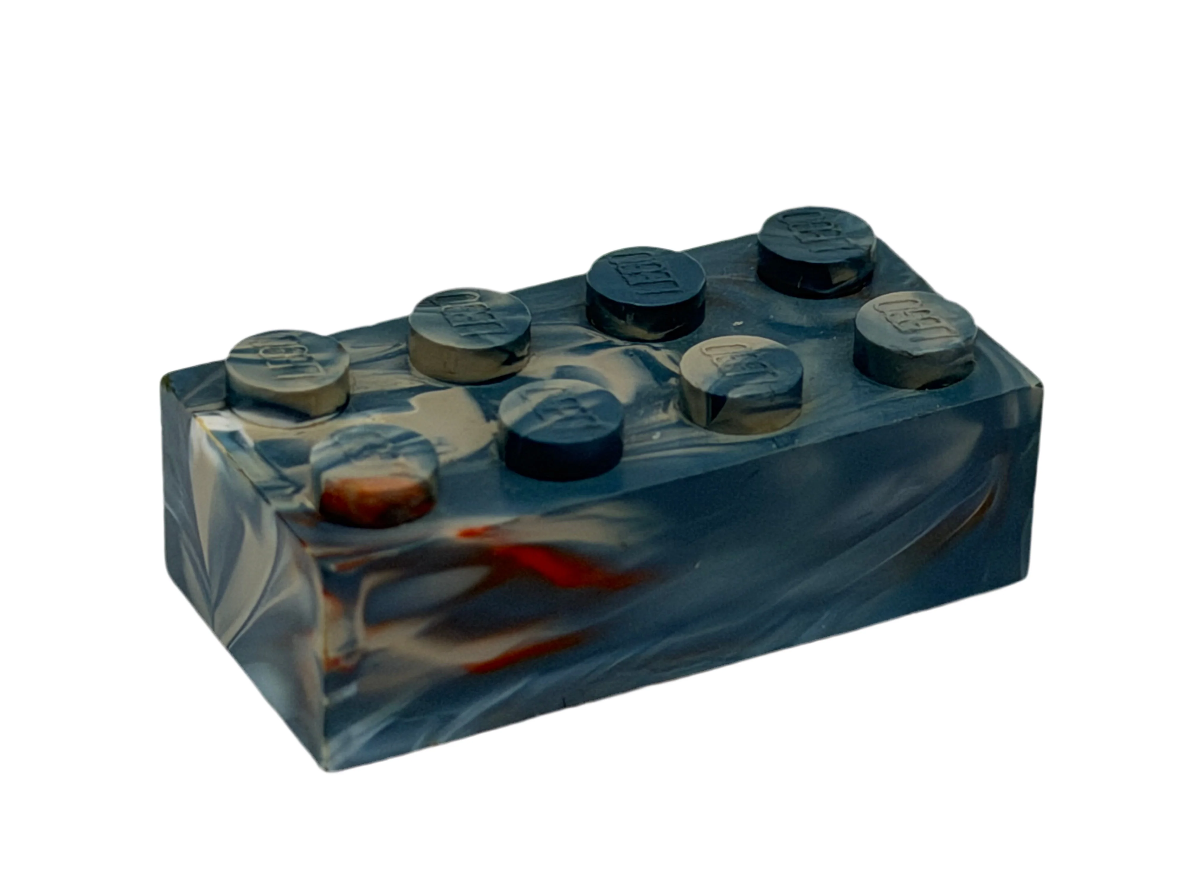 Red, White & Blue Marbled, 1970's Grangemouth Test 2x4 LEGO® Brick - Image 6