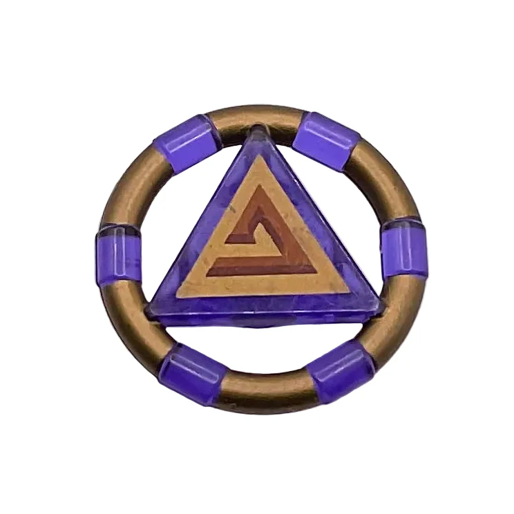 Ring with Center Triangle with Gold Bands and Triangle Pattern (Atlantis Treasure Key), Part# 87748pb06