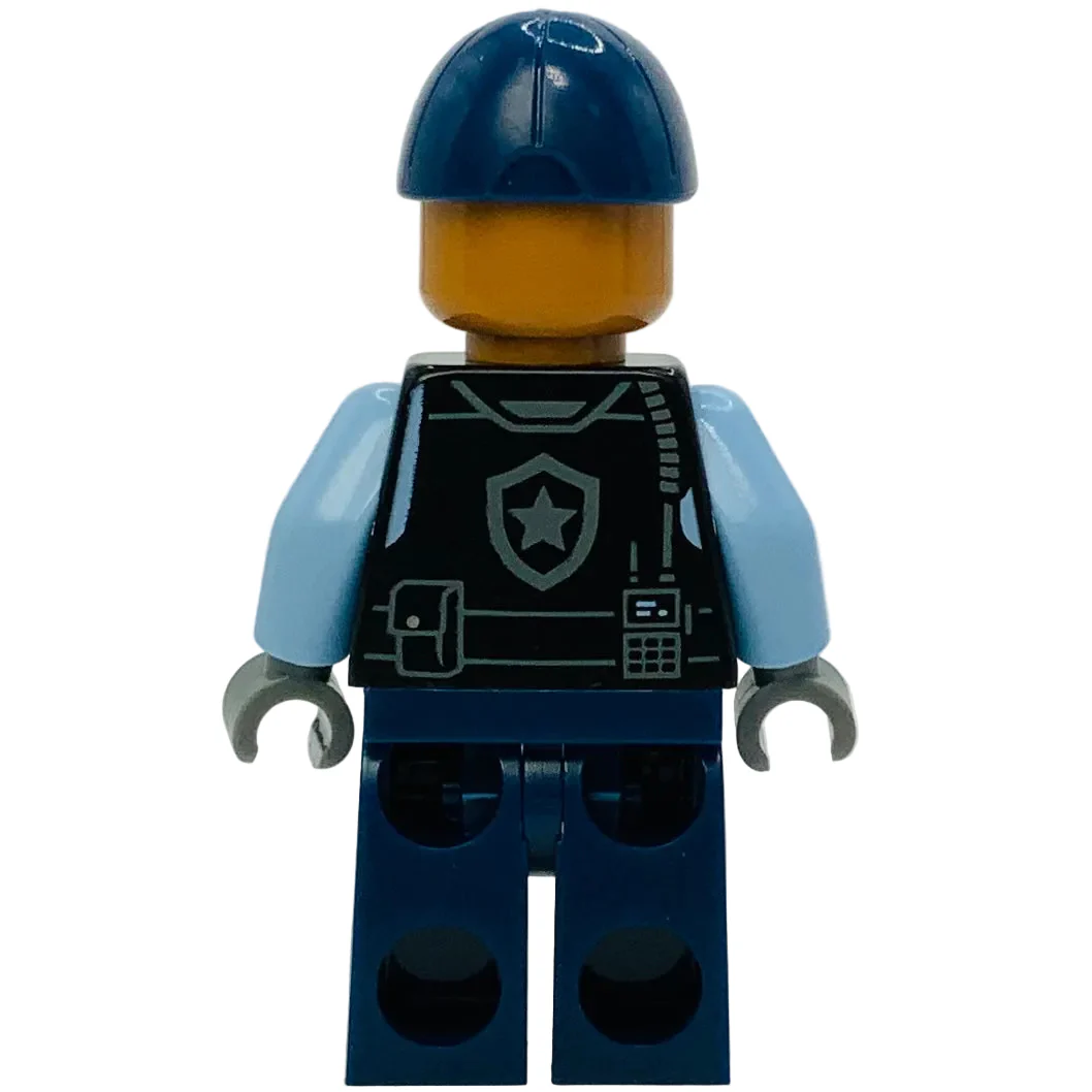 Security Guard Arkham Asylum - Male, Dark Blue Cap, Black Vest, sh1076 - LEGO® Batman™ Minifigure - Image 3