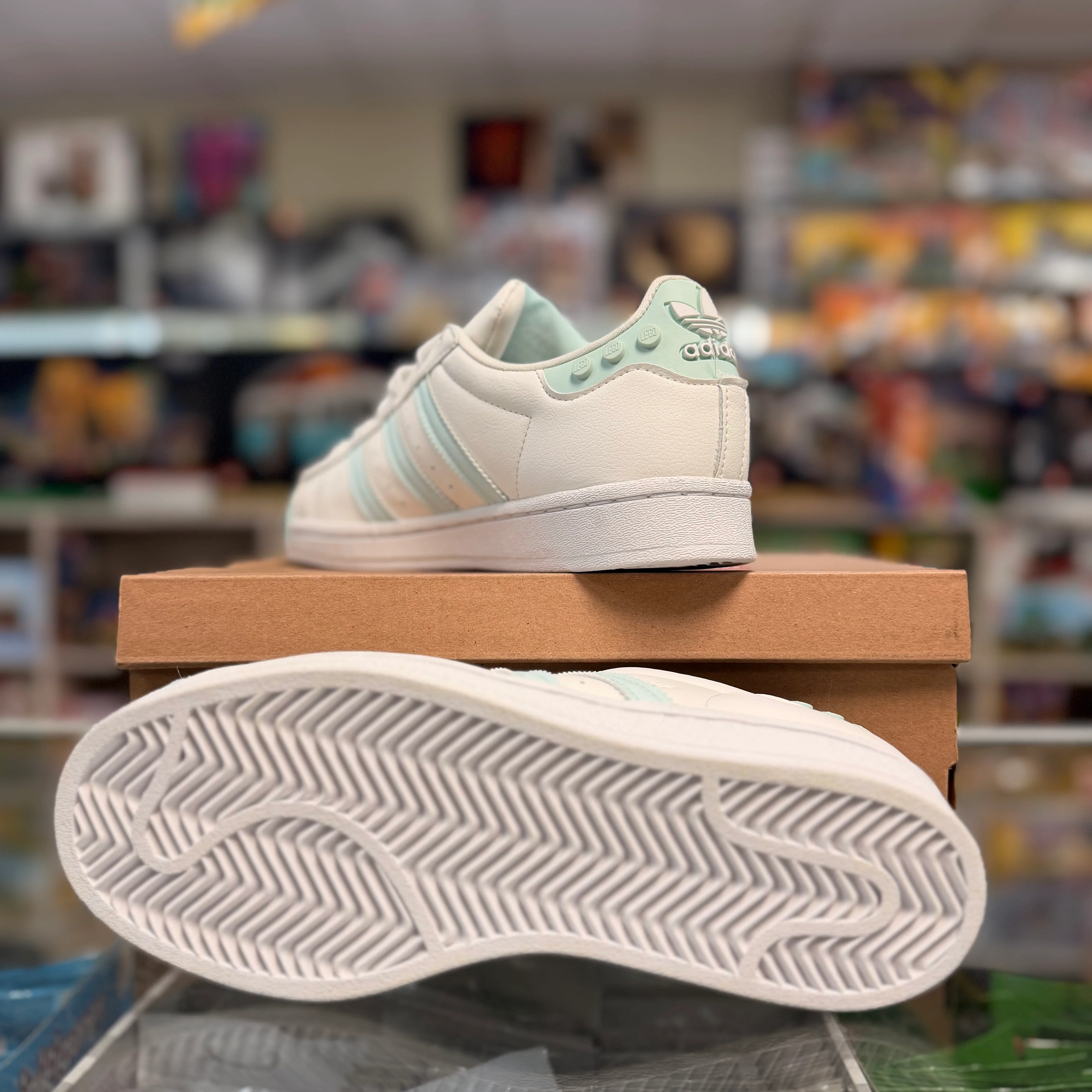 Shoe- Adidas Superstar Womens, Cloud White/Ice Mint - Size 5W - Image 2