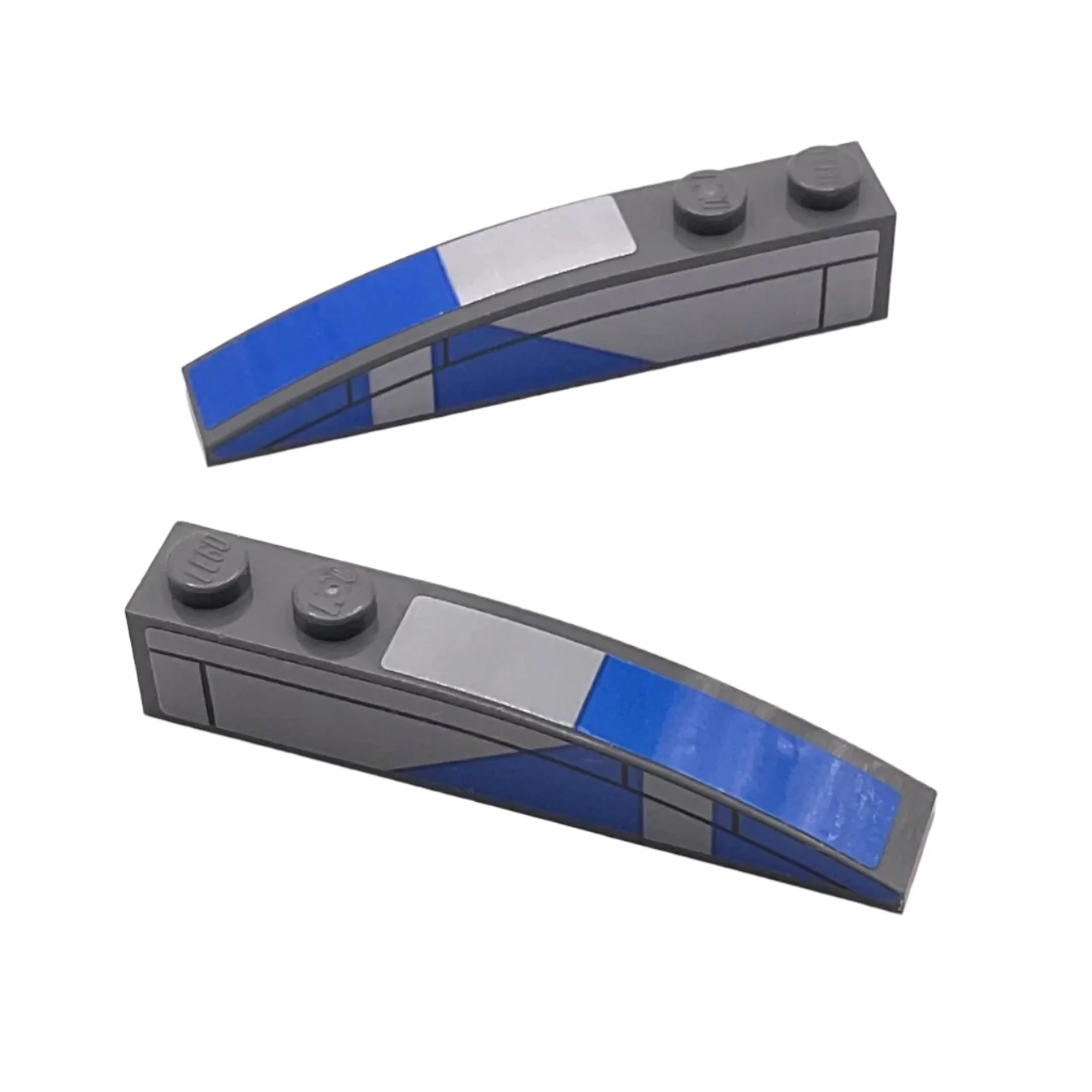 Slope, Curved 6x1 with Blue Markings Pattern on Both Sides (Stickers), Part# 42022pb42 - Image 2