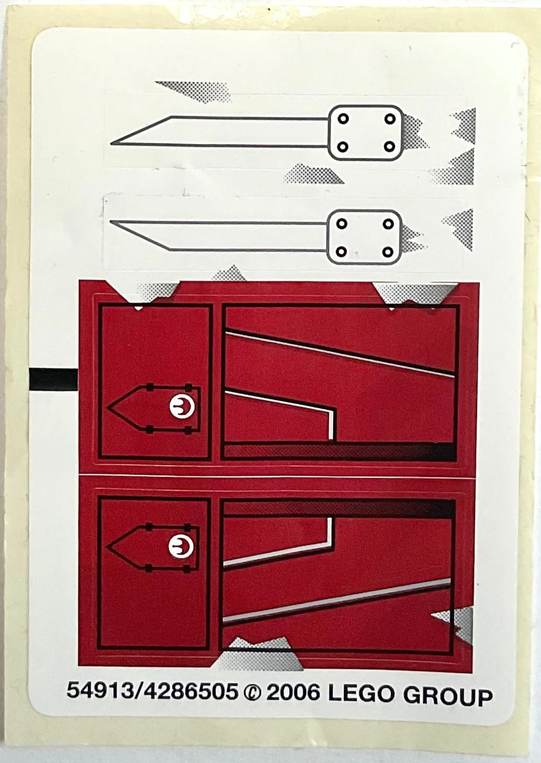 Sticker Sheet for Set A-wing Fighter, 6207 - (54913/4286505), Part# 6207stk01