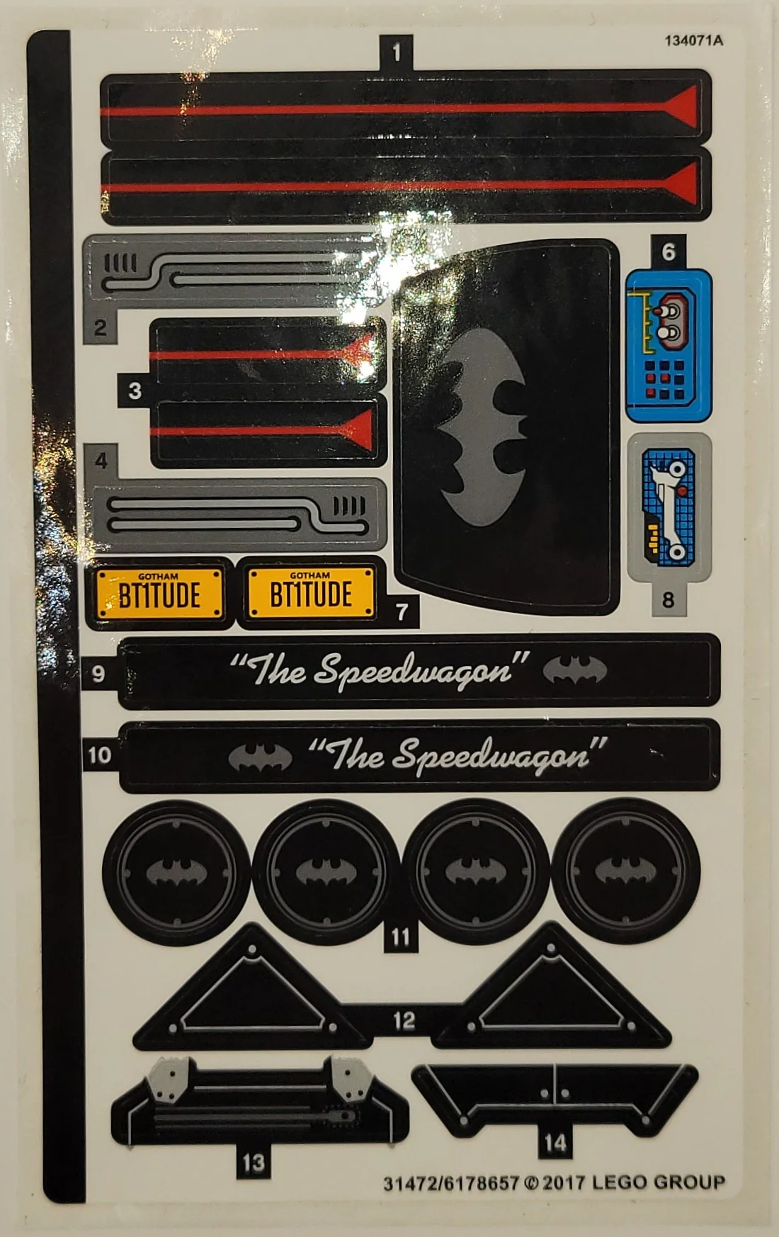Sticker Sheet for Set The Batmobile, 70905 - (31472/6178657), Part# 70905stk01