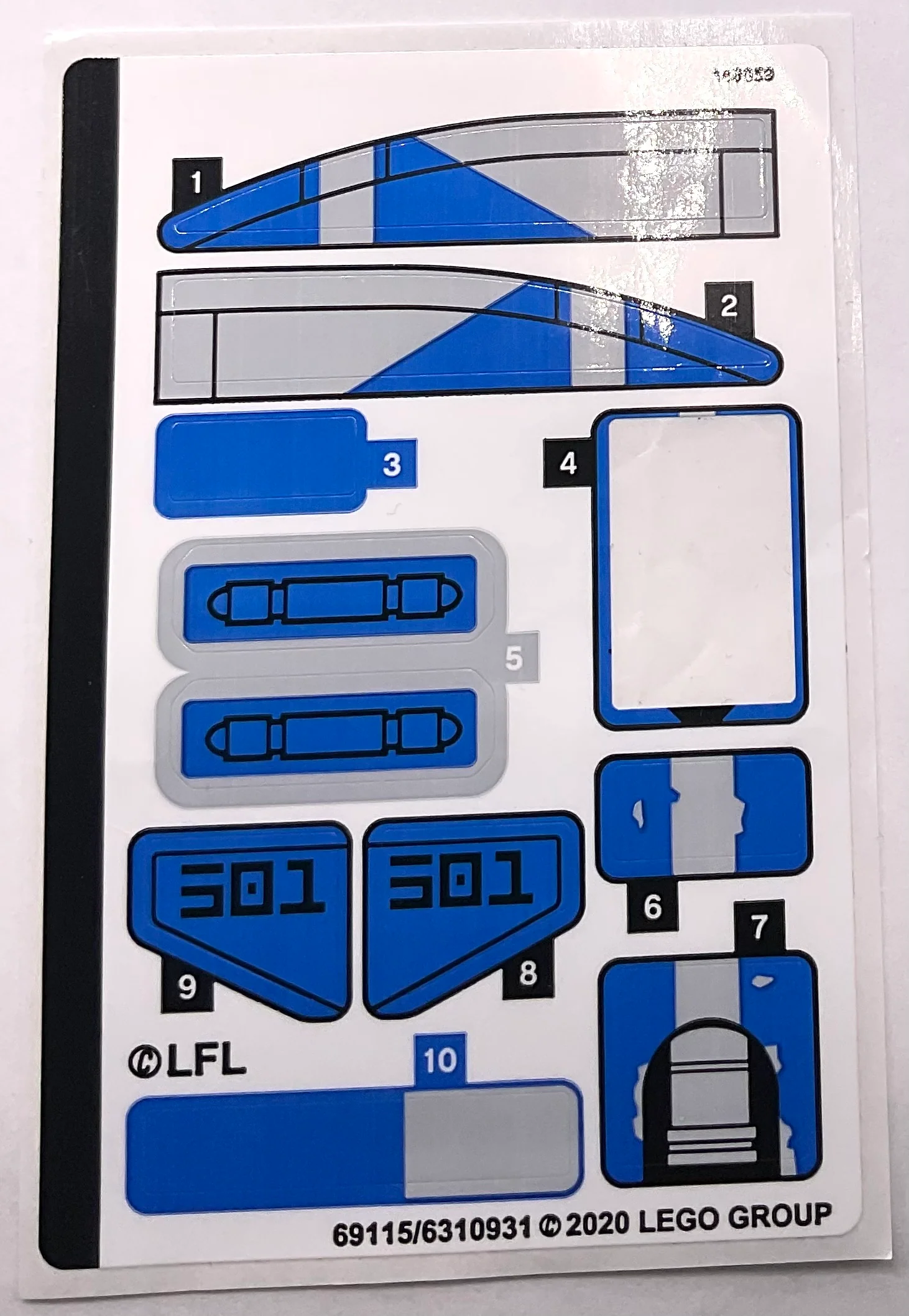 Sticker Sheet for Set 501st Legion Clone Troopers, 75280 - (69115/6310931), Part# 75280stk01 - Image 2