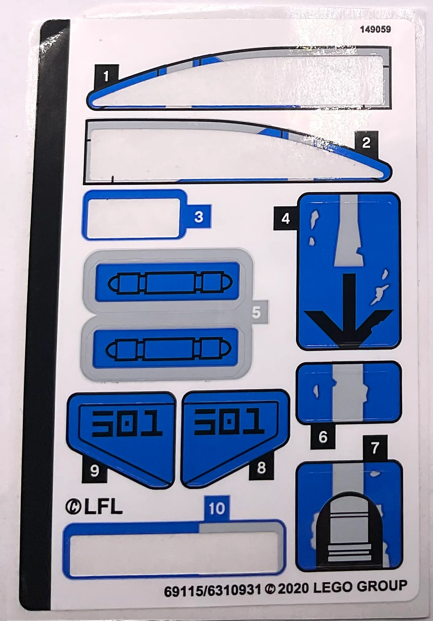 Sticker Sheet for Set 501st Legion Clone Troopers, 75280 - (69115/6310931), Part# 75280stk01 - Image 3
