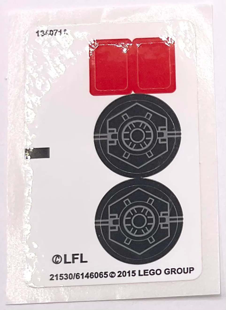 Sticker Sheet for Set First Order Special Forces TIE Fighter, North American Version with 2 Red Squares, 75101 - (21530/6146065), Part# 75101stk01b