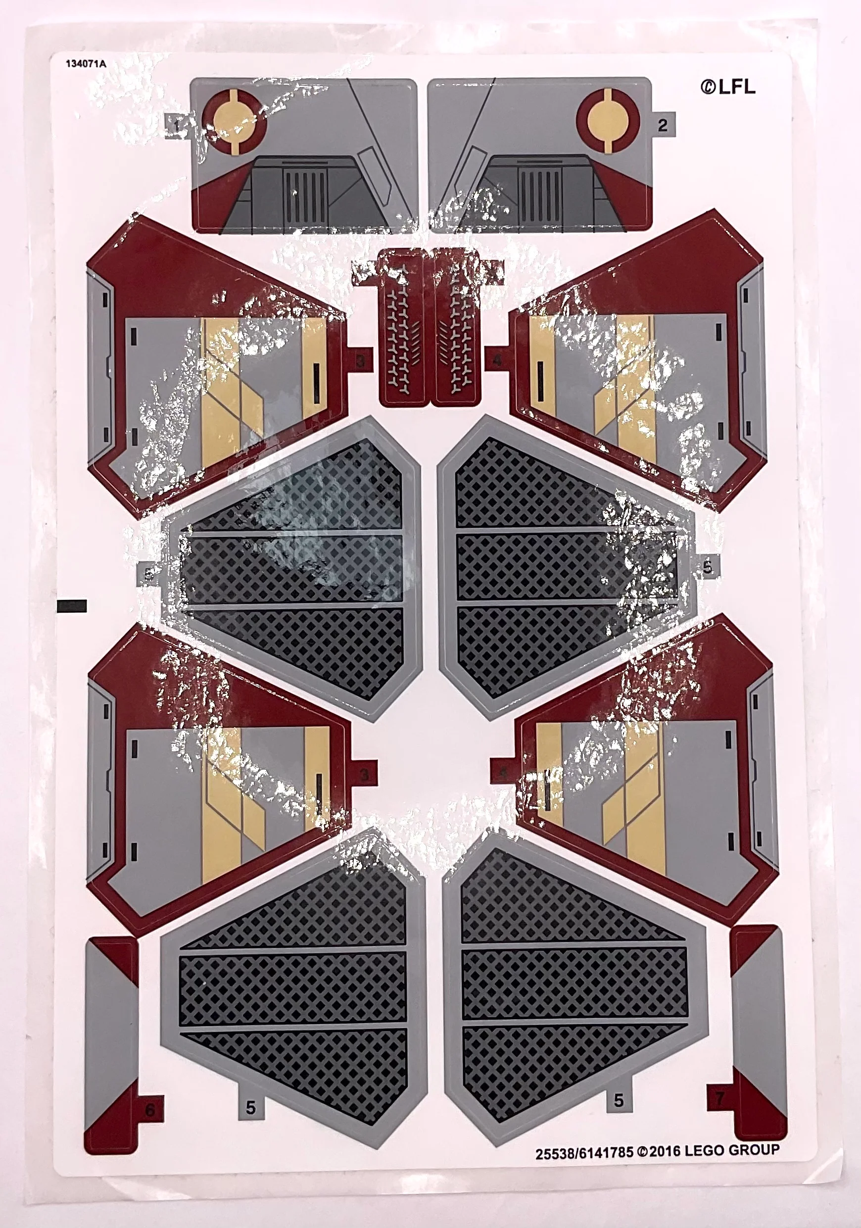 Sticker Sheet for Set Obi-Wan's Jedi Interceptor, North American Version, 75135 - (25538/6141785), Part# 75135stk01b