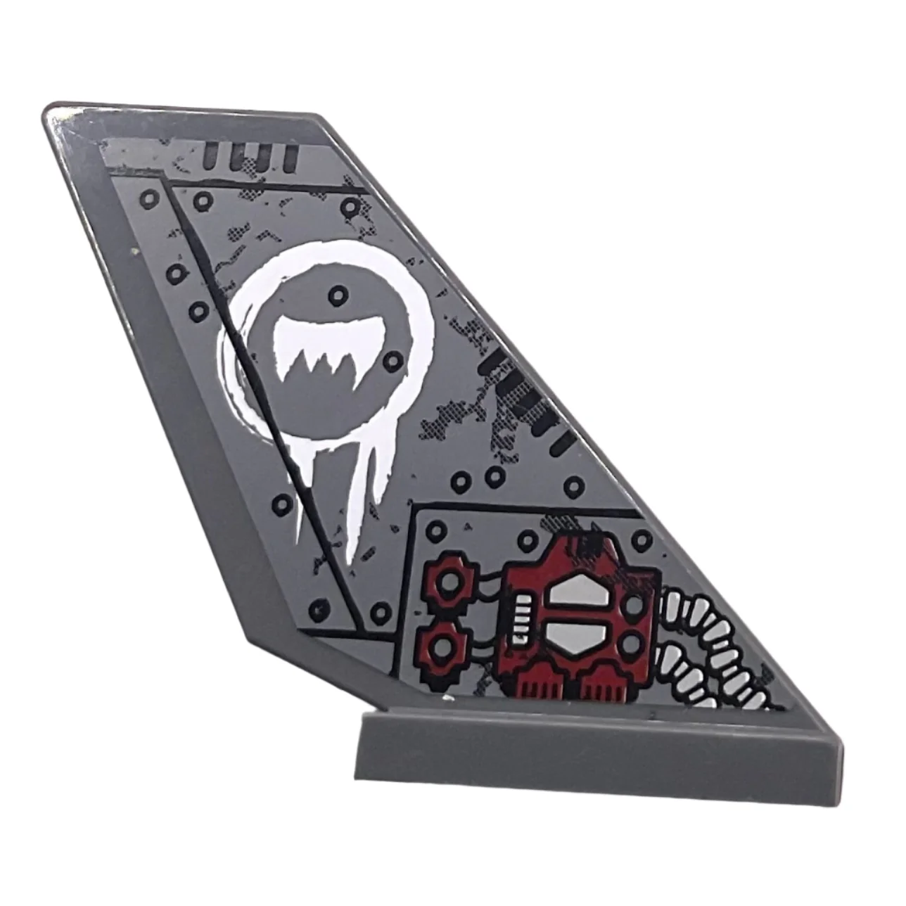 Tail Shuttle with Worn Bolted Metal Plates and White Fang Pattern Model Left Side (Sticker), Part# 6239pb061L