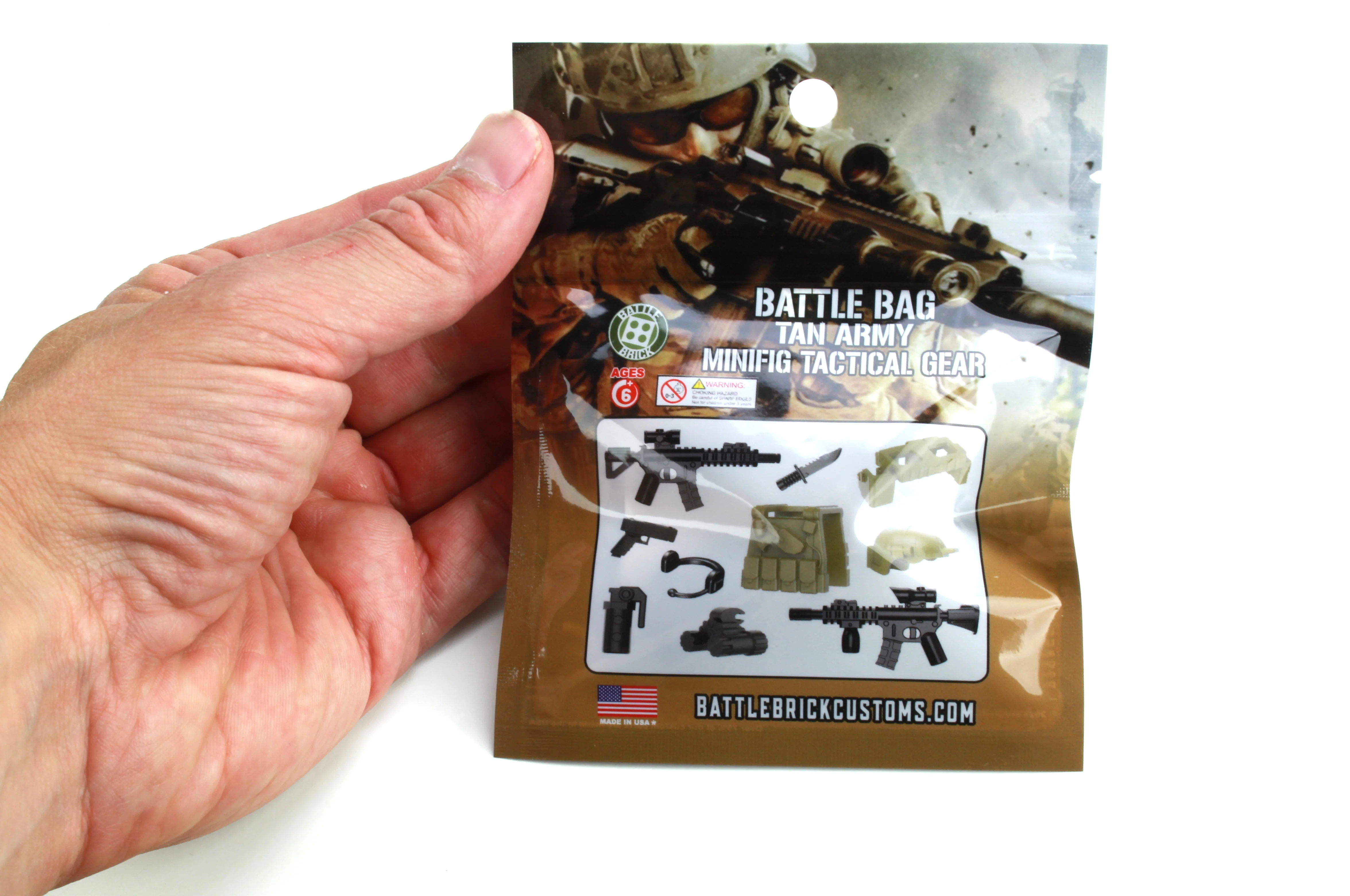 Tan Army Tactical Gear Pack Custom Minifigure Toy Accessories - Image 2