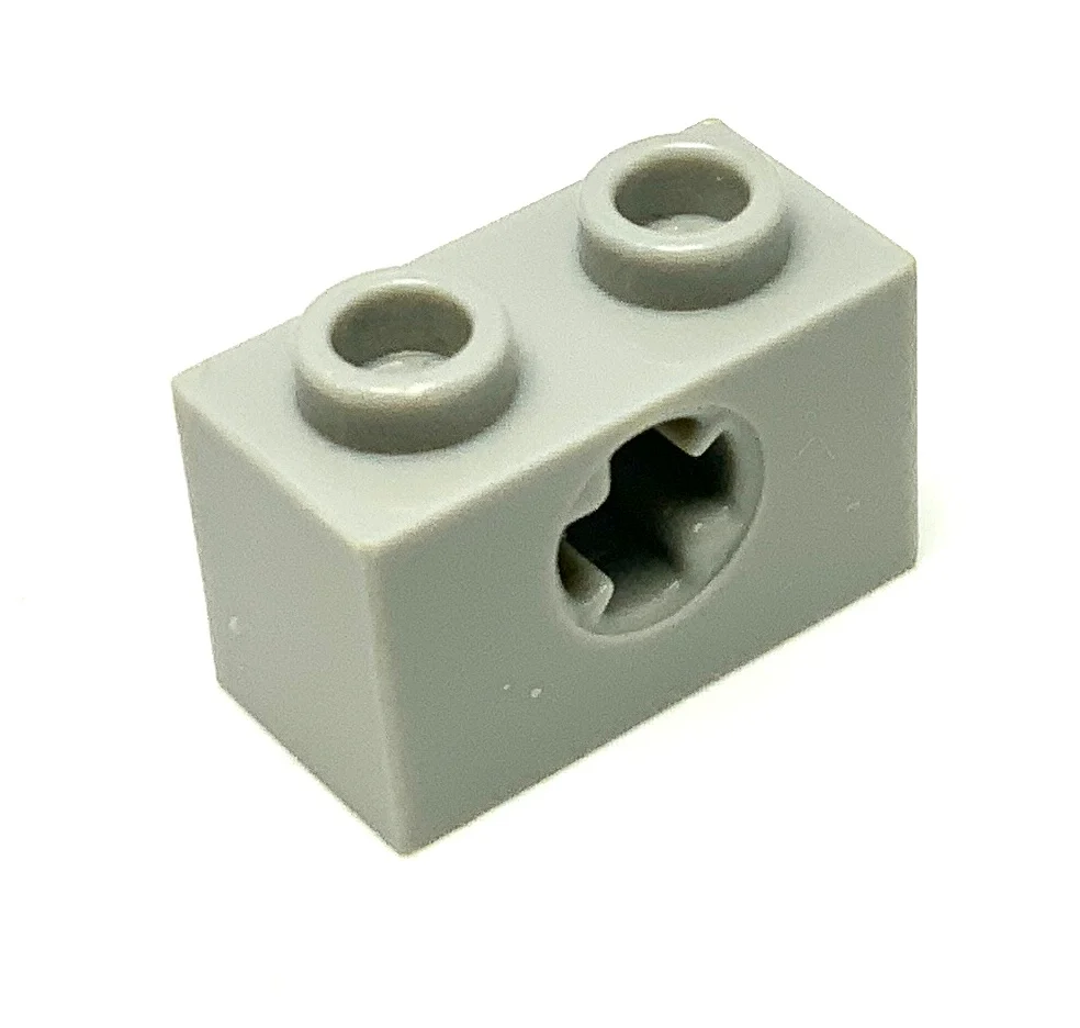 Technic, Brick 1x2 with Axle Hole (x Shape), Part# 32064b - Image 2