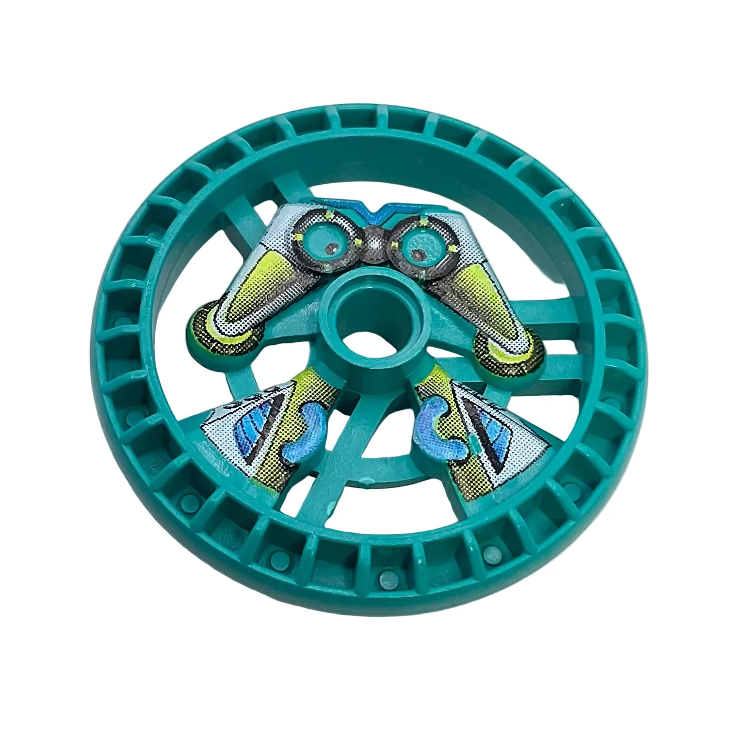 Technic, Disk 5x5 - RoboRider Talisman Wheel, Scout Mold with Robot Pattern, Part# 32351pb01 - Image 2