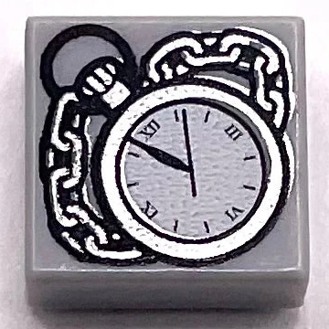 Tile 1 x 1 with Pocket Watch and Chain Pattern, Part# 3070pb075