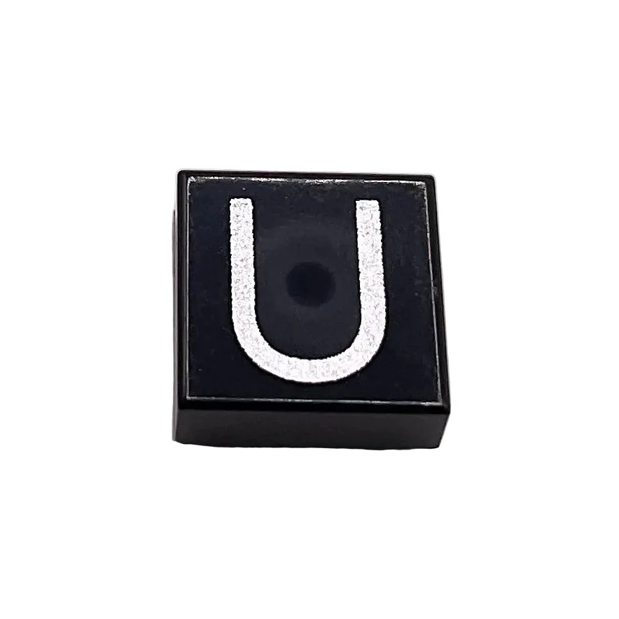 Tile 1 x 1 with Silver Capital Letter U Pattern, Part# 3070pb029