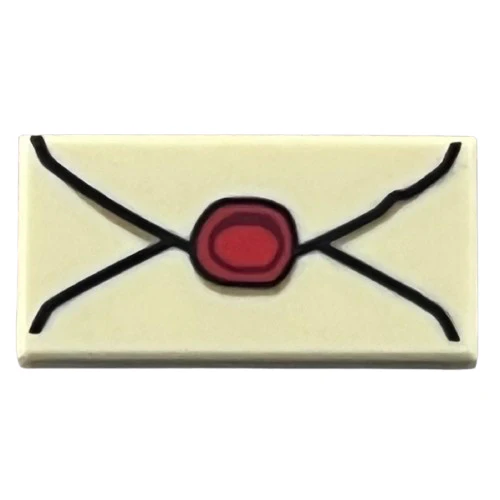 Tile 1 x 2 with Envelope with Red Wax Seal and Dark Tan Highlights Pattern Part# 3069pb0730
