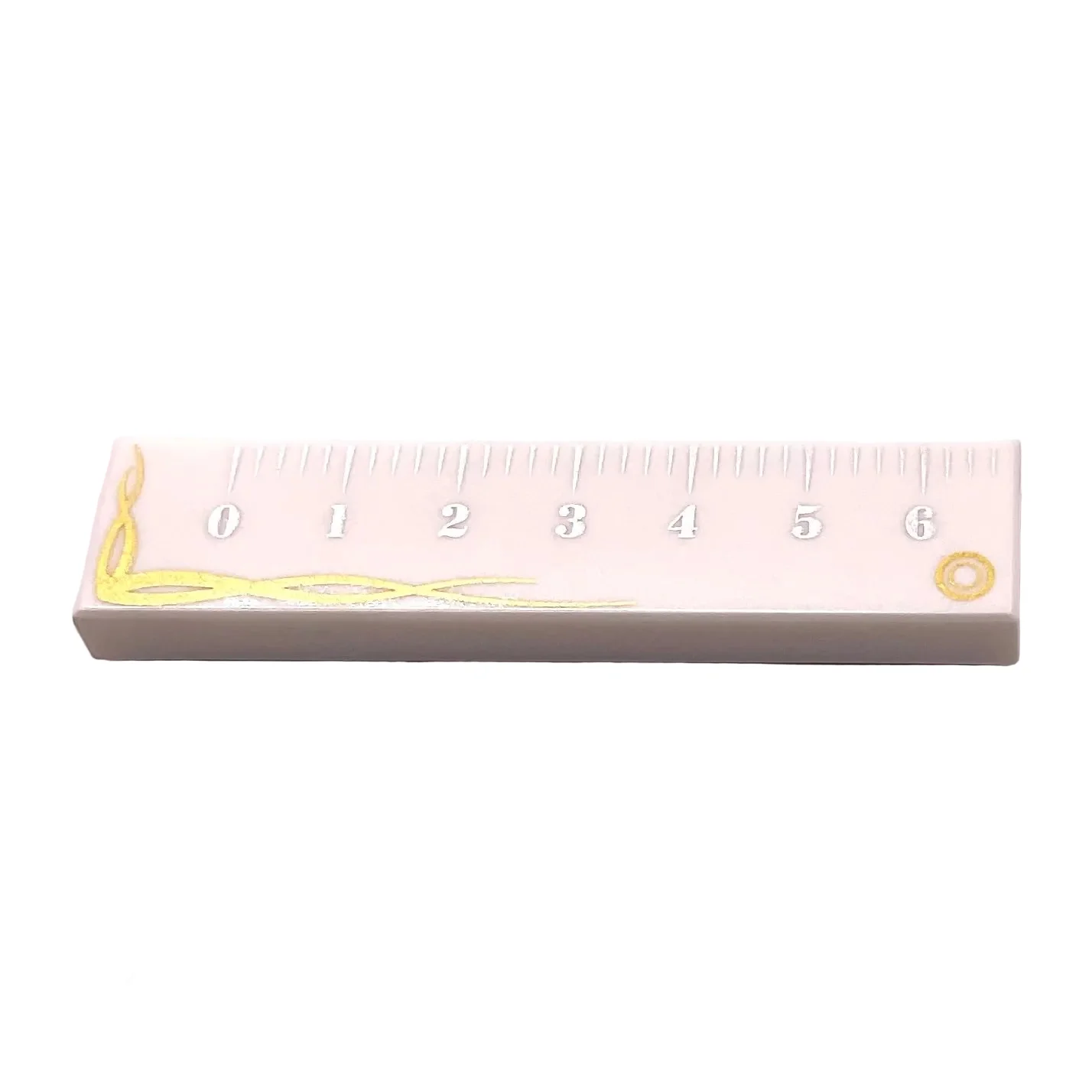 Tile 1 x 4 with Ruler with Gold Trim Pattern, Part# 2431pb0370