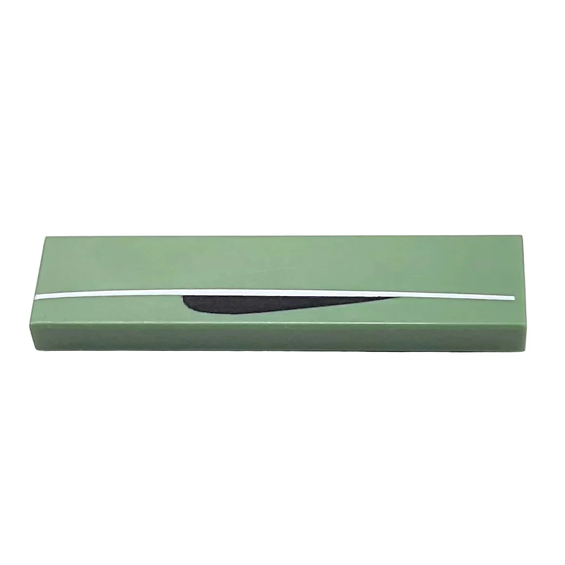 Tile 1 x 4 with White Line with Black Curved Border Pattern, Part# 2431pb0161