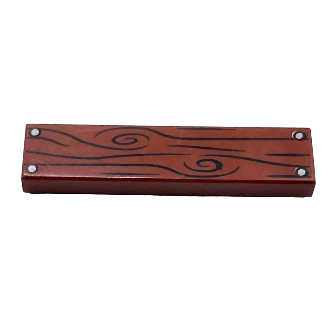 Tile 1 x 4 with Wood Grain and 4 Nails Pattern, Part# 2431pb0243