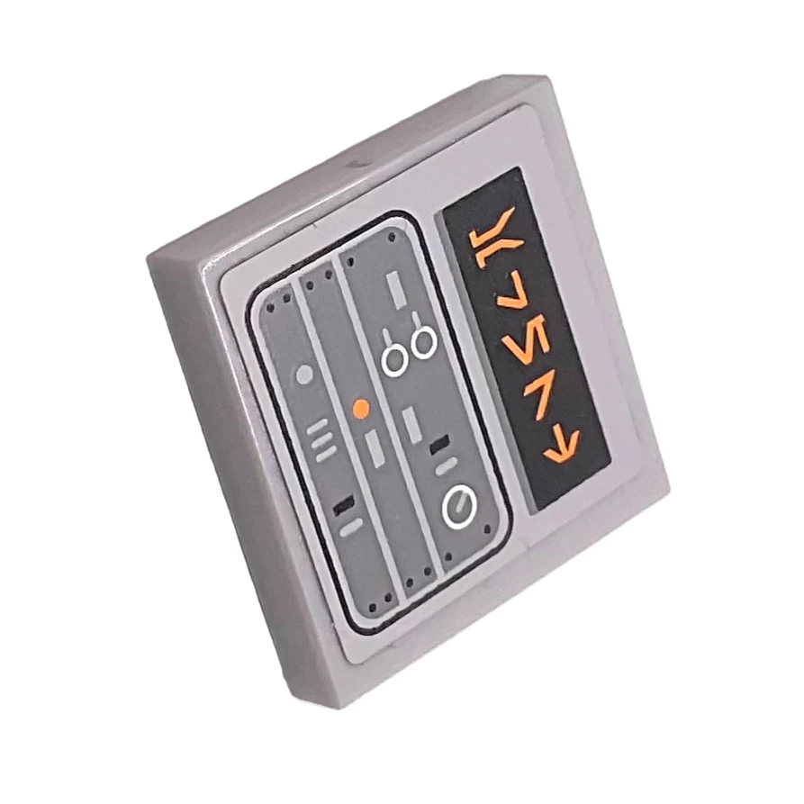 Tile 2 x 2 with Aurebesh Characters 'ALERT' and Key Controls Pattern (Sticker), Part# 3068pb1818