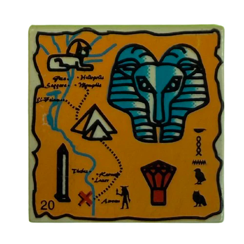 Tile 2 x 2 with Map Orange and Hieroglyphs 20 Pattern Part# 3068px21