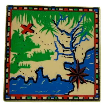 Tile 2 x 2 with Map with Water Land Letter and Compass Rose Pattern Part# 3068px24