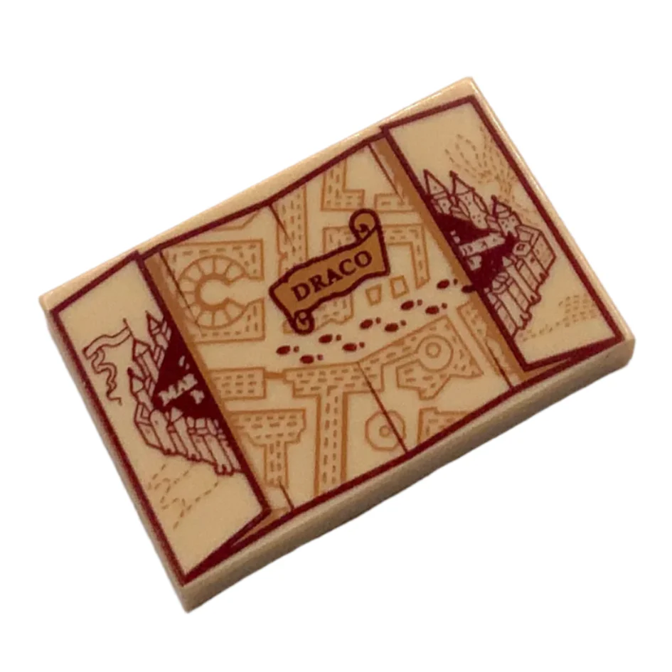 Tile 2 x 3 with Marauder's Map and 'DRACO' Pattern, Part# 26603pb081