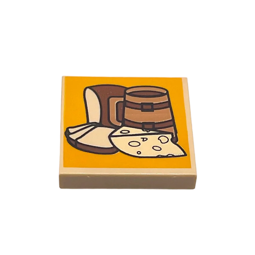 Tile, Modified 2 x 2 Inverted with Food and Drink on Yellow Background Pattern, Part# 11203pb002