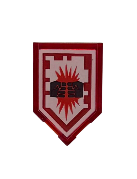 Tile, Modified 2 x 3 Pentagonal with Nexo Power Shield Pattern - Charging Attack, Part# 22385pb019