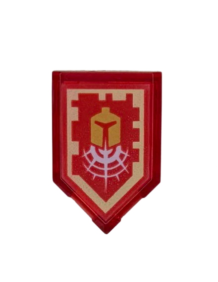 Tile, Modified 2 x 3 Pentagonal with Nexo Power Shield Pattern - Commanding Shout, Part# 22385pb102