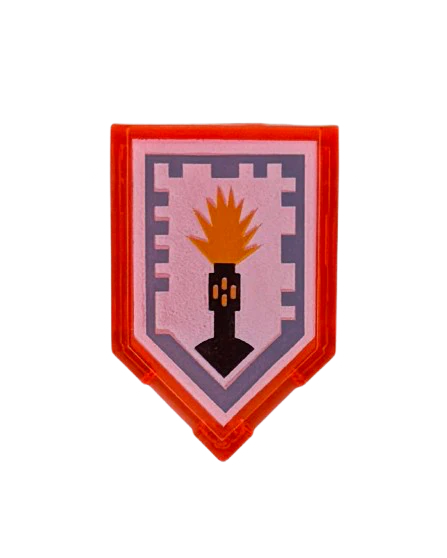 Tile, Modified 2 x 3 Pentagonal with Nexo Power Shield Pattern - Flash Cannon, Part# 22385pb040