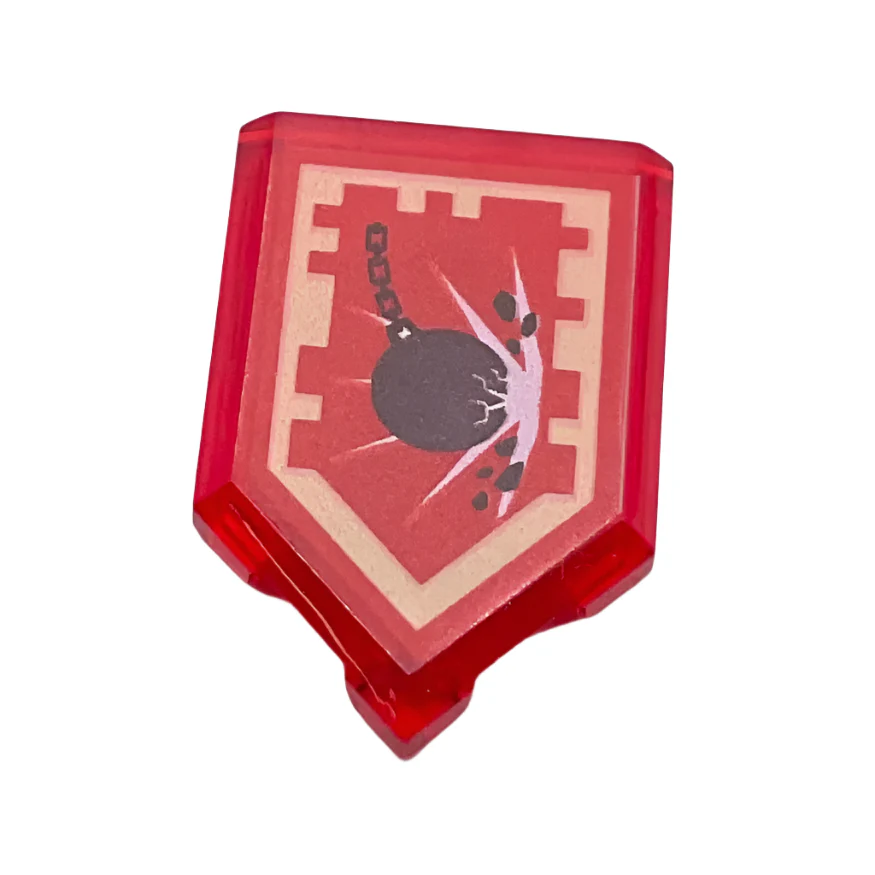 Tile, Modified 2 x 3 Pentagonal with Nexo Power Shield Pattern - Wrecking Ball, Part# 22385pb109