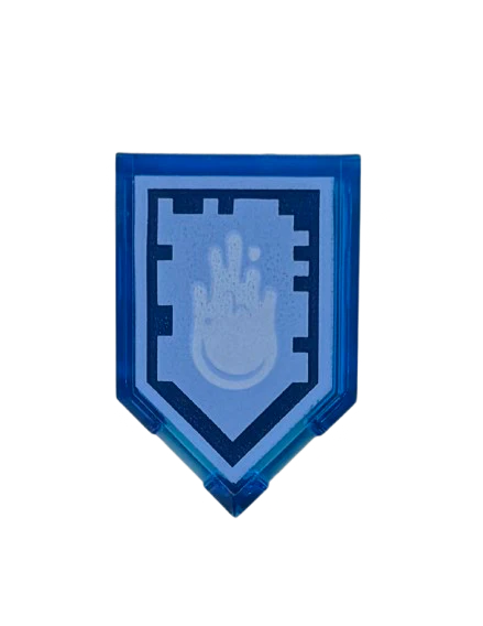 Tile, Modified 2 x 3 Pentagonal with Nexo Power Shield Pattern - Yeti Sneeze, Part# 22385pb119