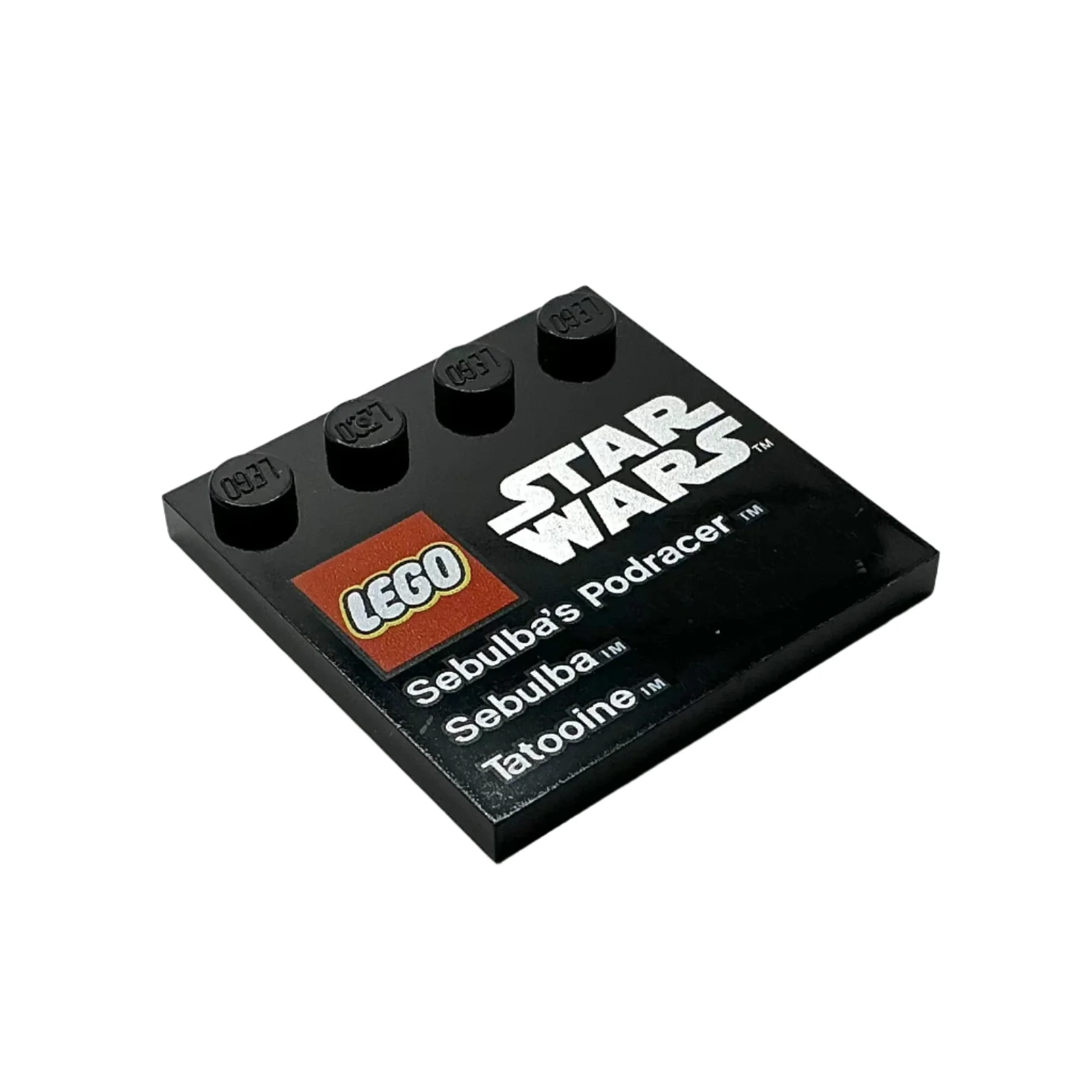 Tile, Modified 4 x 4 with Studs on Edge with Sebulba's Podracer and Tatooine Pattern, Part# 6179pb040