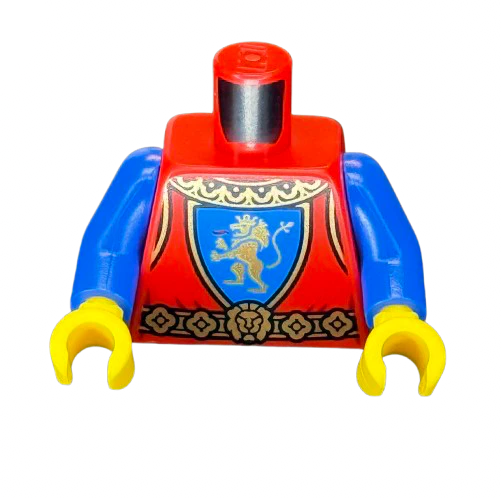 Torso Castle Surcoat, Gold Collar and Belt, Lion with Raised Foot on Blue Shield Emblem Pattern / Blue Arms / Yellow Hands, Part# 973pb4841c01