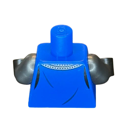 Torso Castle Surcoat, Silver Chain Mail Collar, Black Falcon with Spread Wings Shield Emblem Pattern / Pearl Dark Gray Arms / Black Hands, Part# 973pb4202c01 - Image 2