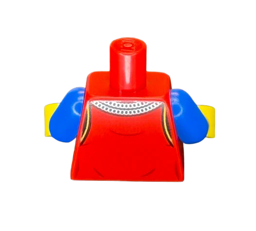 Torso Castle Surcoat, Silver Chain Mail Collar, Yellow Lion with Raised Foot on Blue Shield Emblem Pattern / Blue Arms / Yellow Hands, Part# 973pb4840c01 - Image 2