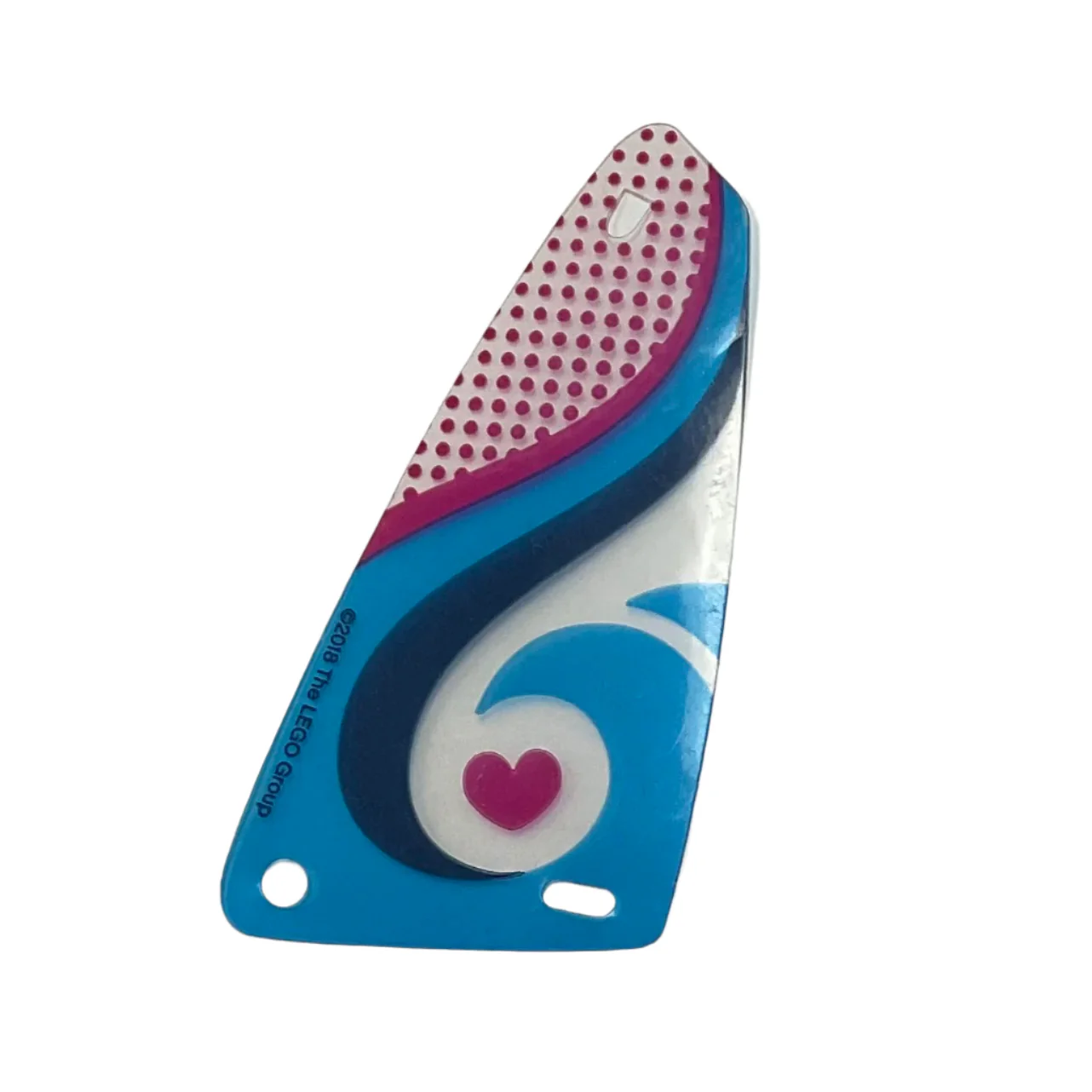 Triangular Sail with Magenta Heart and Dots, Dark Blue and Dark Azure Swirls Pattern, Part# 41347pls01b