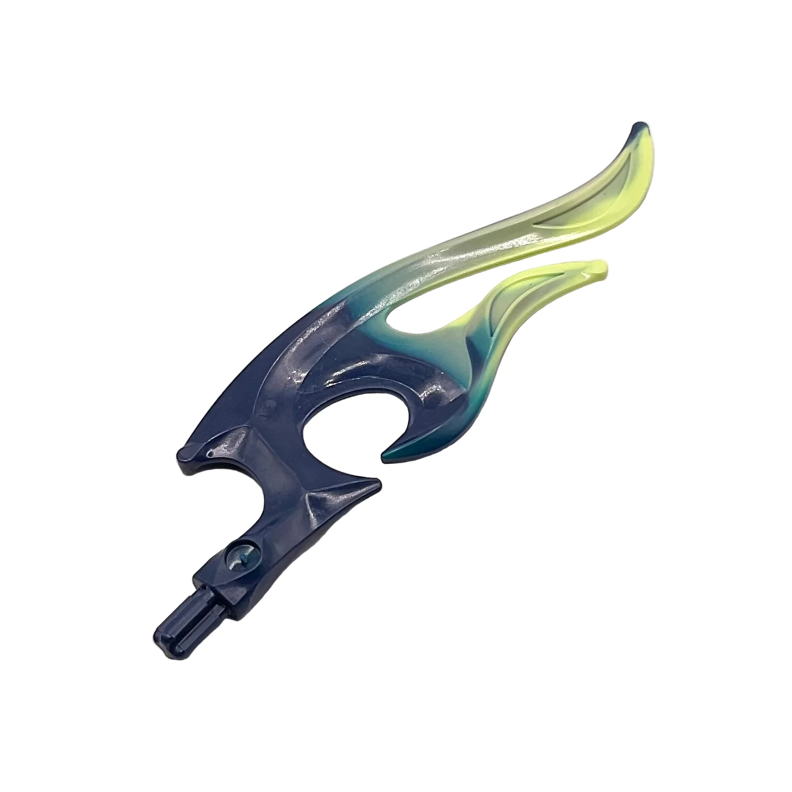Wave Rounded Curved Double with Axle End (Flame) with Marbled Yellowish Green Pattern, Part# 18396pb02