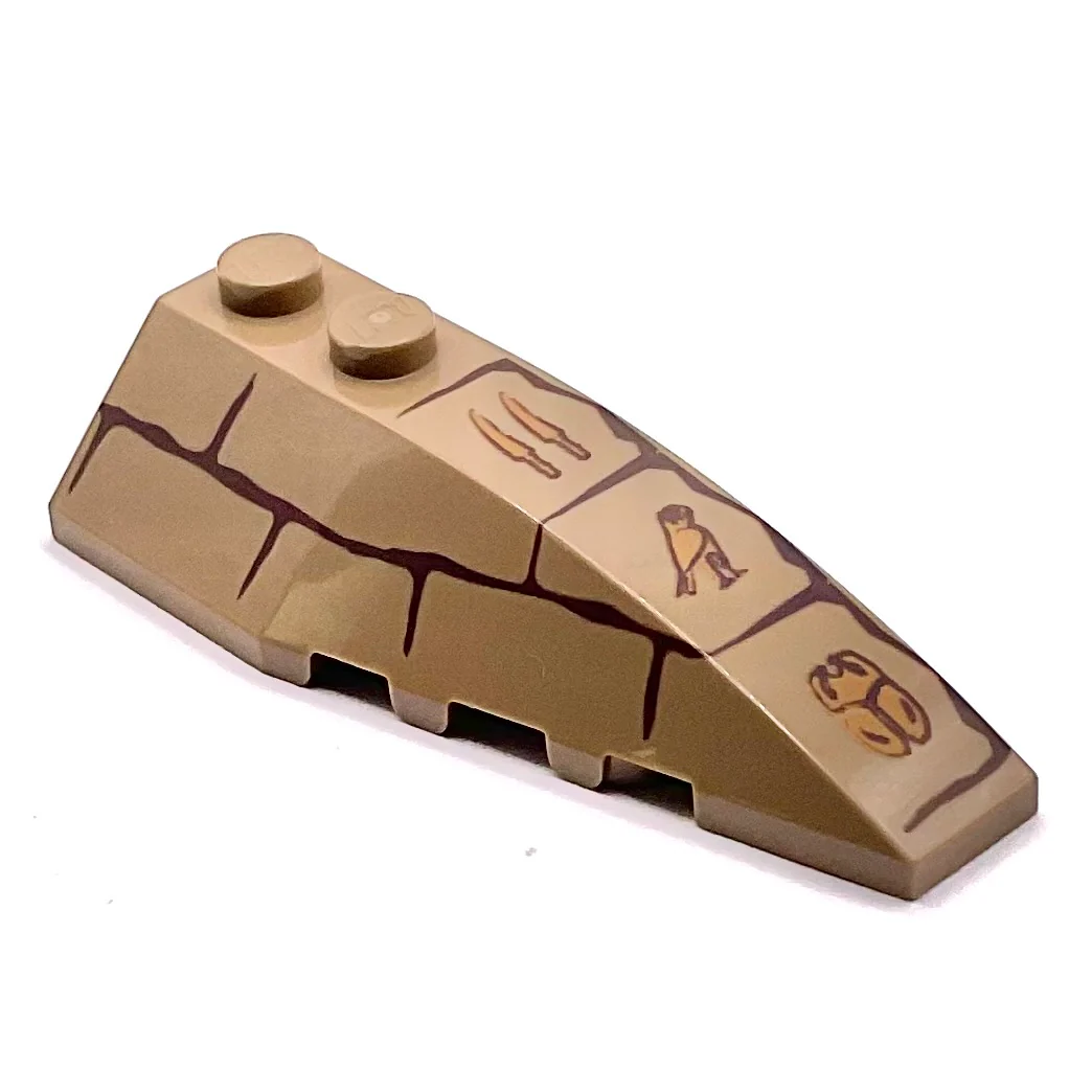 Wedge 6 x 2 Right with Bricks and Hieroglyphs Pattern, Part# 41747pb038