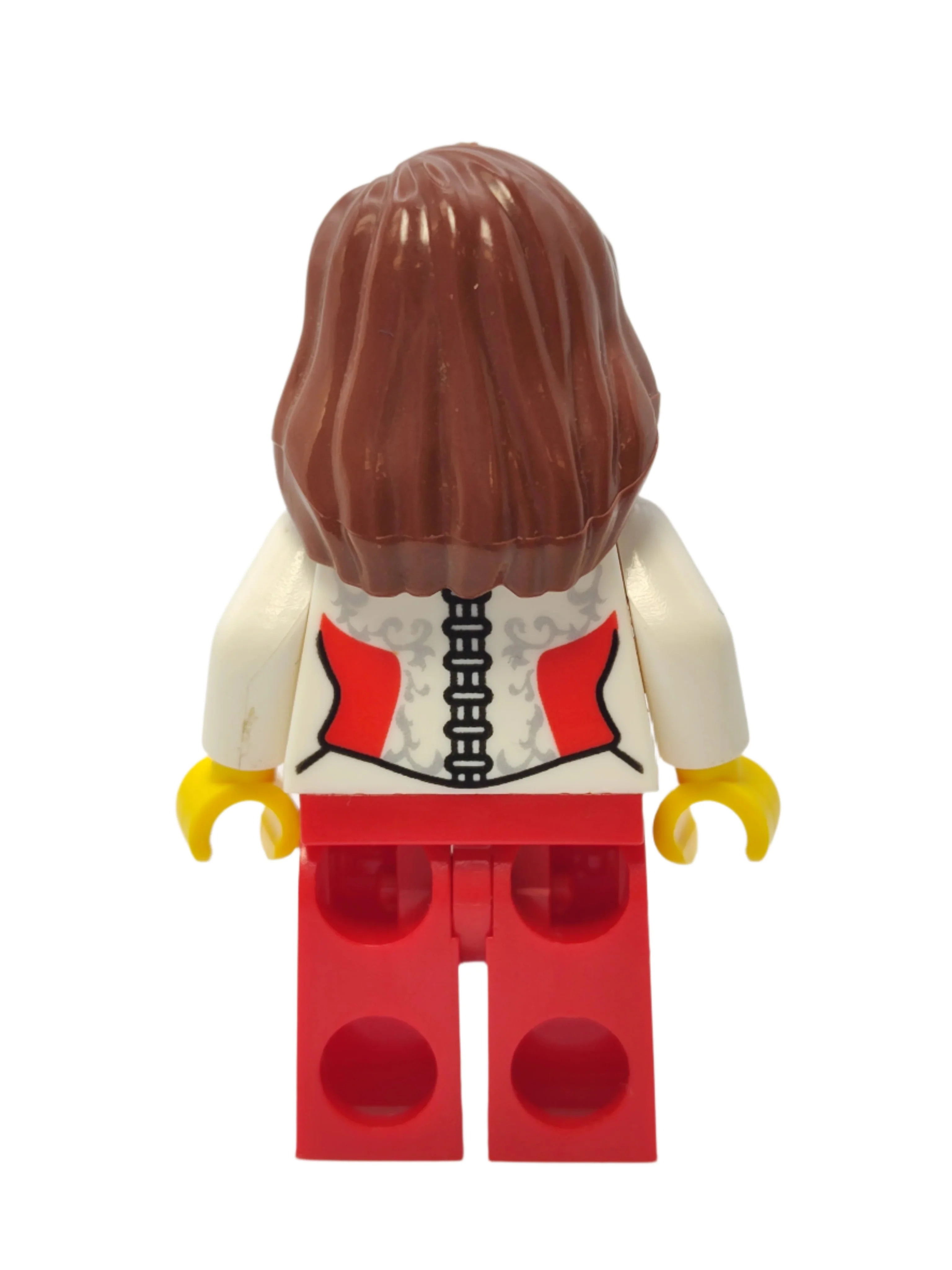 White Lace Blouse with Ruby Necklace and Red Side Panels, hol022 - Image 3