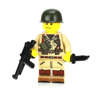 WW2 Single U.S. Army Soldier Thompson SMG Minifigure, BB99 - Image 2
